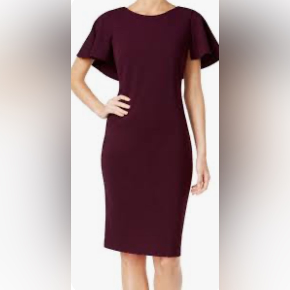 Calvin Klein Sheath Caped Dress